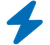 Blue lightening bolt icon against a transparent background.